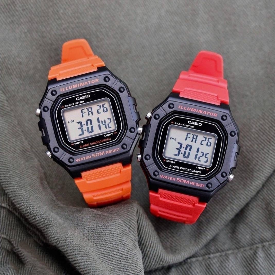 卡西欧手表男学生电子表小方表小方块黑暗之心运动男表石英表w218