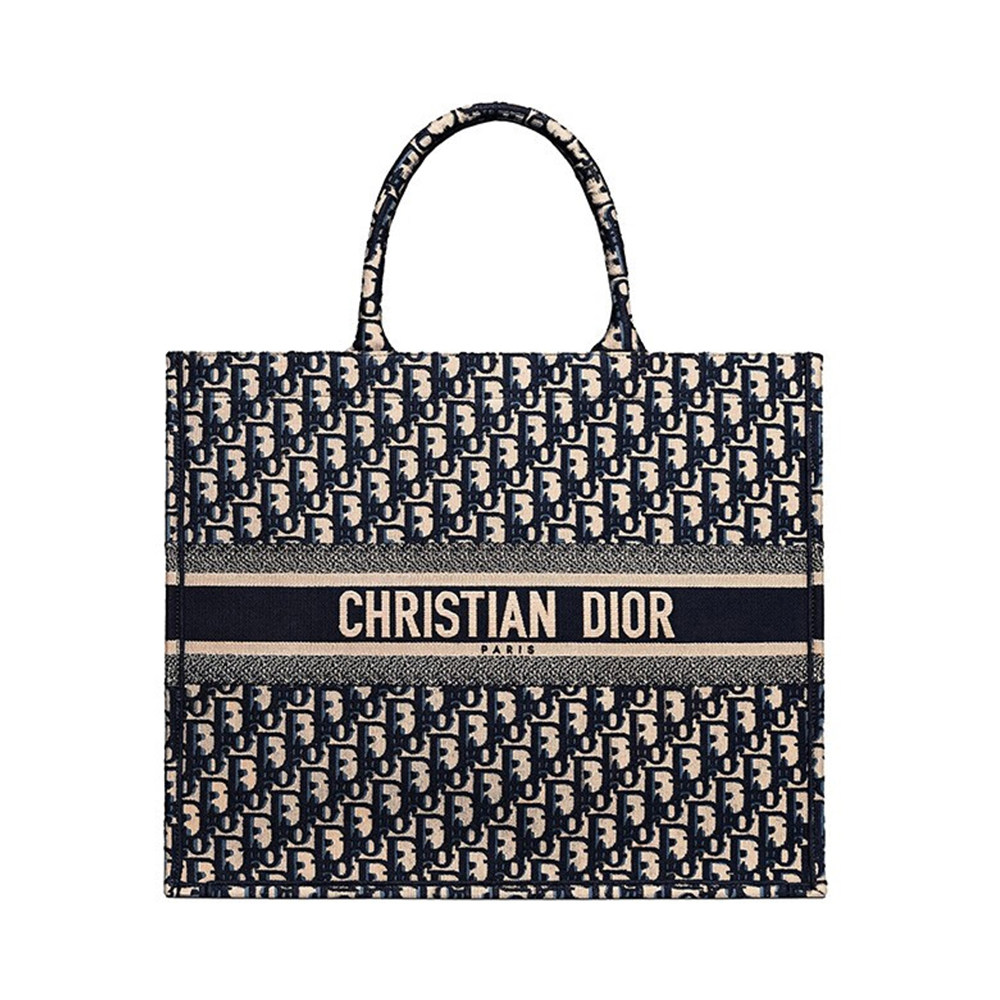 dior迪奥女士刺绣老花帆布单肩手提大号托特通用款女包