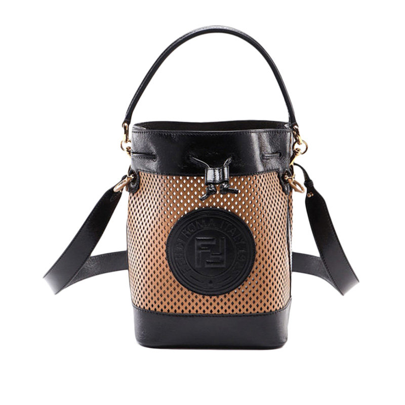 fendi芬迪2020春夏女包黑色老花logo水桶手提包通用款女包