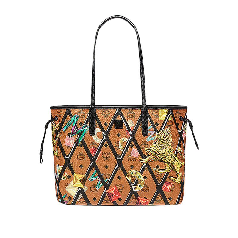 mcm女包春秋狮子钻石彩色图案双面面子母包通用款女包