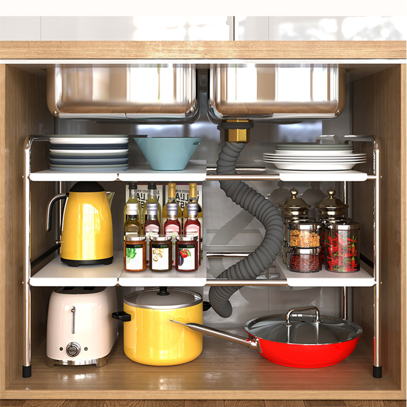 水槽置物架橱柜厨房下水分层柜子收纳锅具架水池厨房置物架