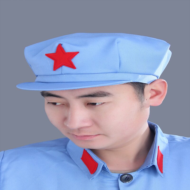帽子军帽绿色红卫兵红军八角的确良解放男女通书儿童演出服