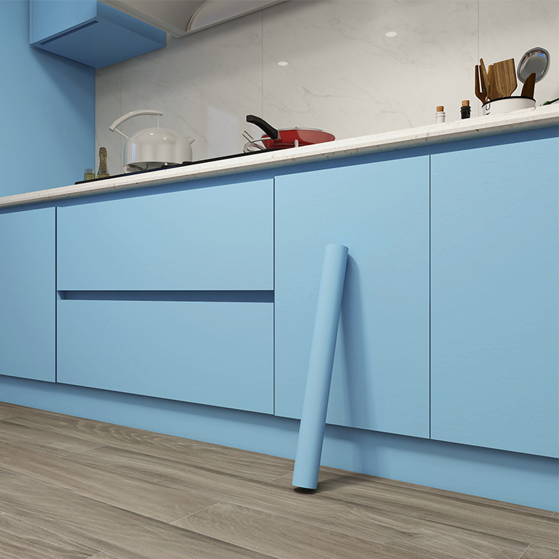 厨房橱柜贴纸贴膜烤漆防水防油自粘纯色柜门墙贴