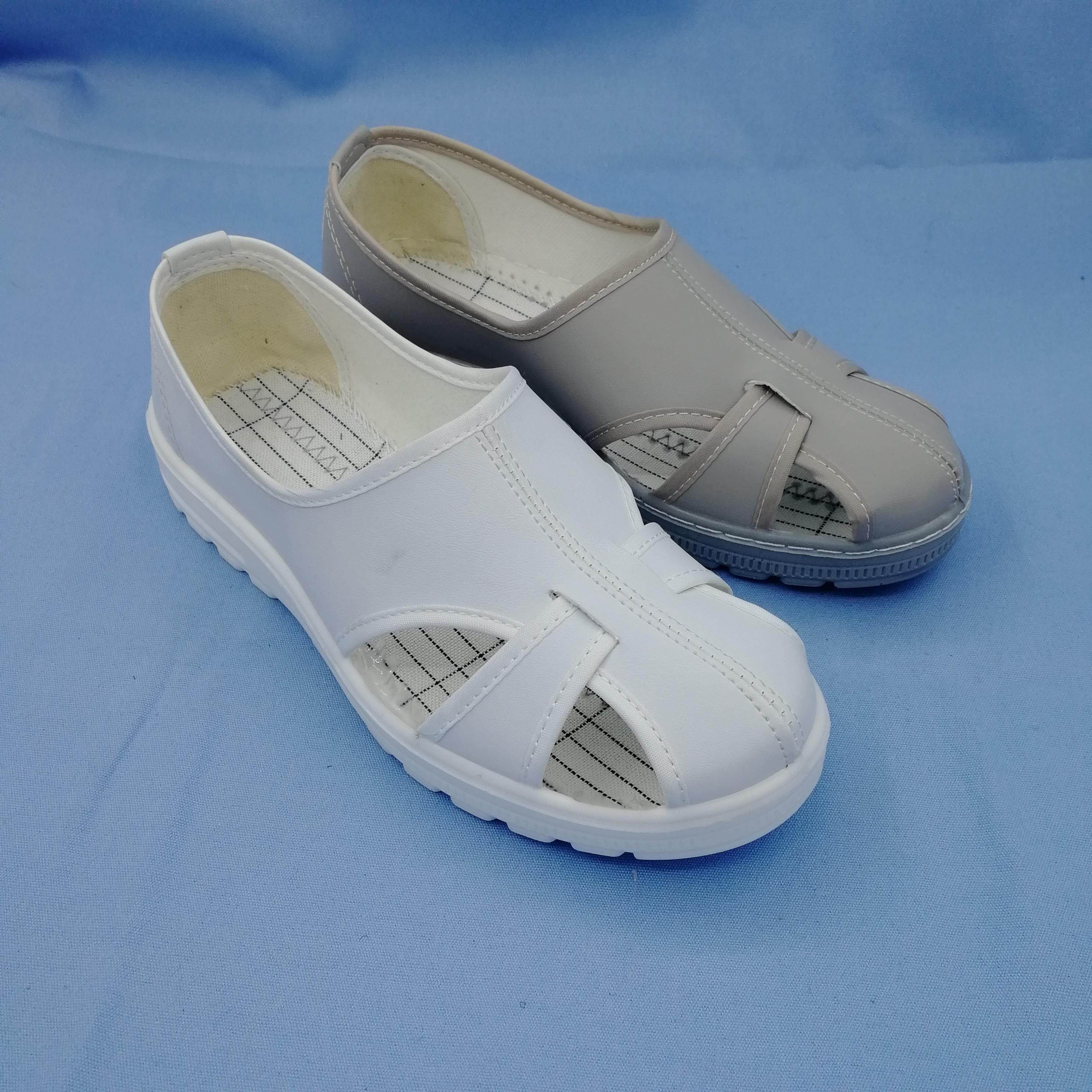 pu软底灰革大四孔防静电鞋四眼鞋日企工作鞋京东方专用