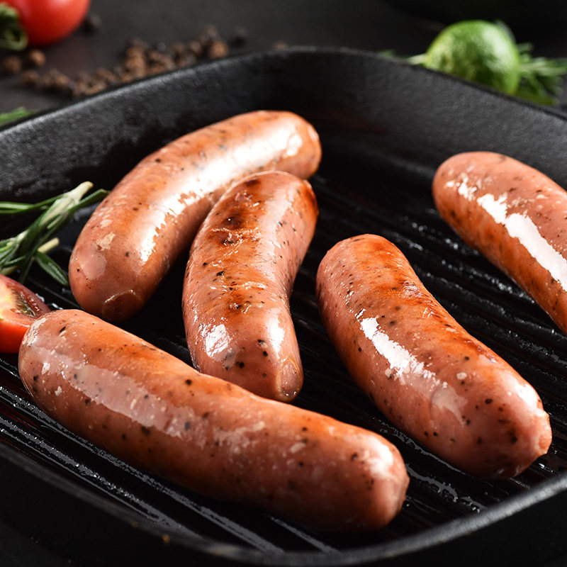 益多手工香肠黑胡椒热狗烤肠火腿肠640克整箱32包香肠