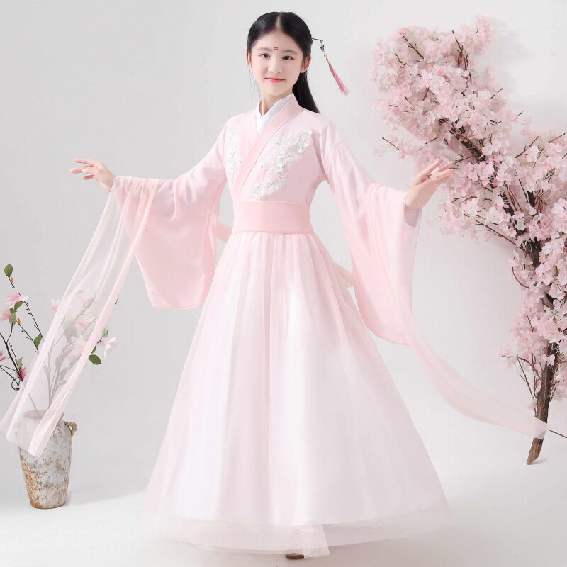 儿童古装汉服女童12-15岁中国国风超仙仙女古筝jk