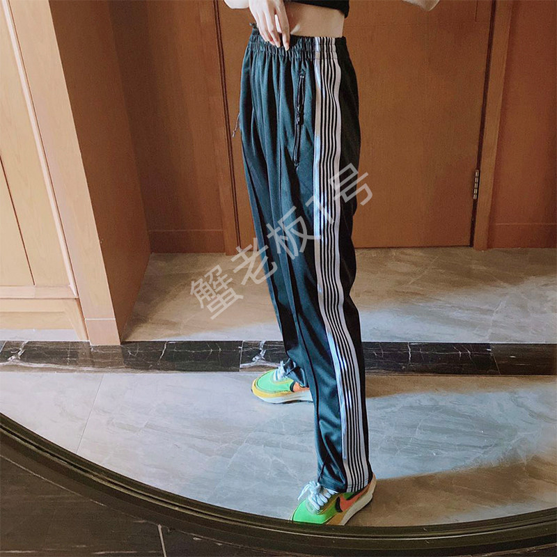 needles蝴蝶黑白侧条高街休闲裤长裤ins潮男直筒休闲裤