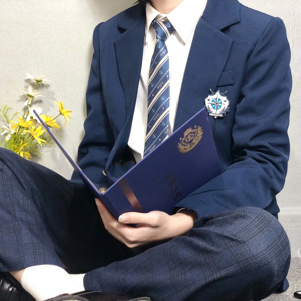 现货西装春夏情侣徽章金属制服外套dk东大西装