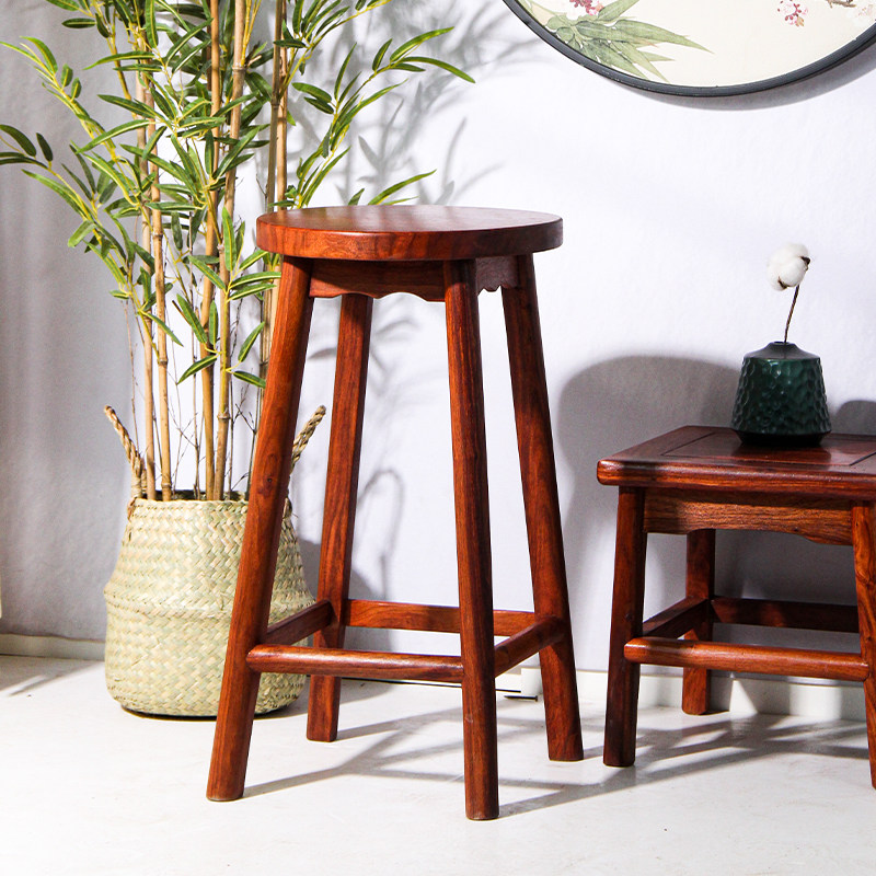 李氏明株红木家具非洲花梨中式圆吧实木餐凳吧台高脚其它凳子