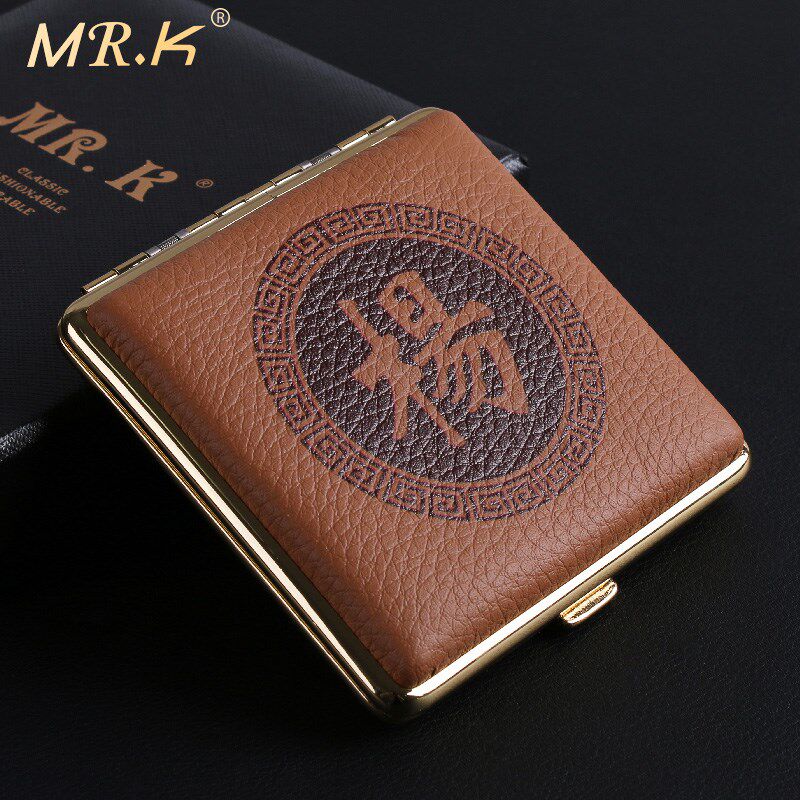 mr.k烟盒牛皮20支超薄便携个性定制香菸盒子个性烟盒