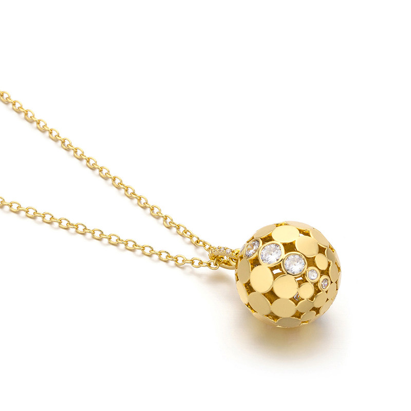 项链glamever质感金属系列镀金镂空钻石球形项链
