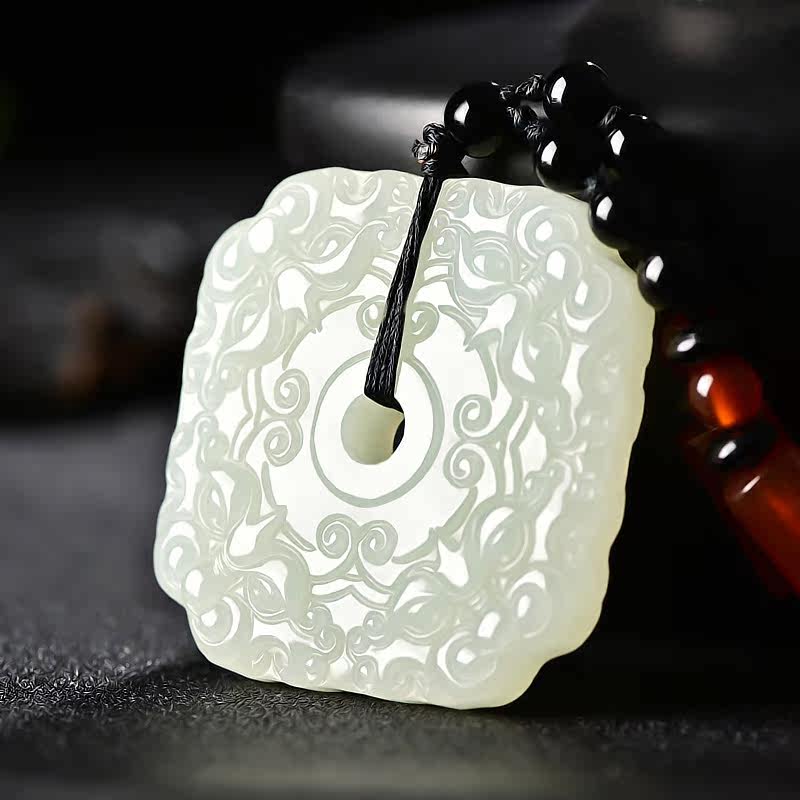 开光和田玉招财貔貅四方兽平安扣玉吊坠挂件复古玉佩男女款玉项链