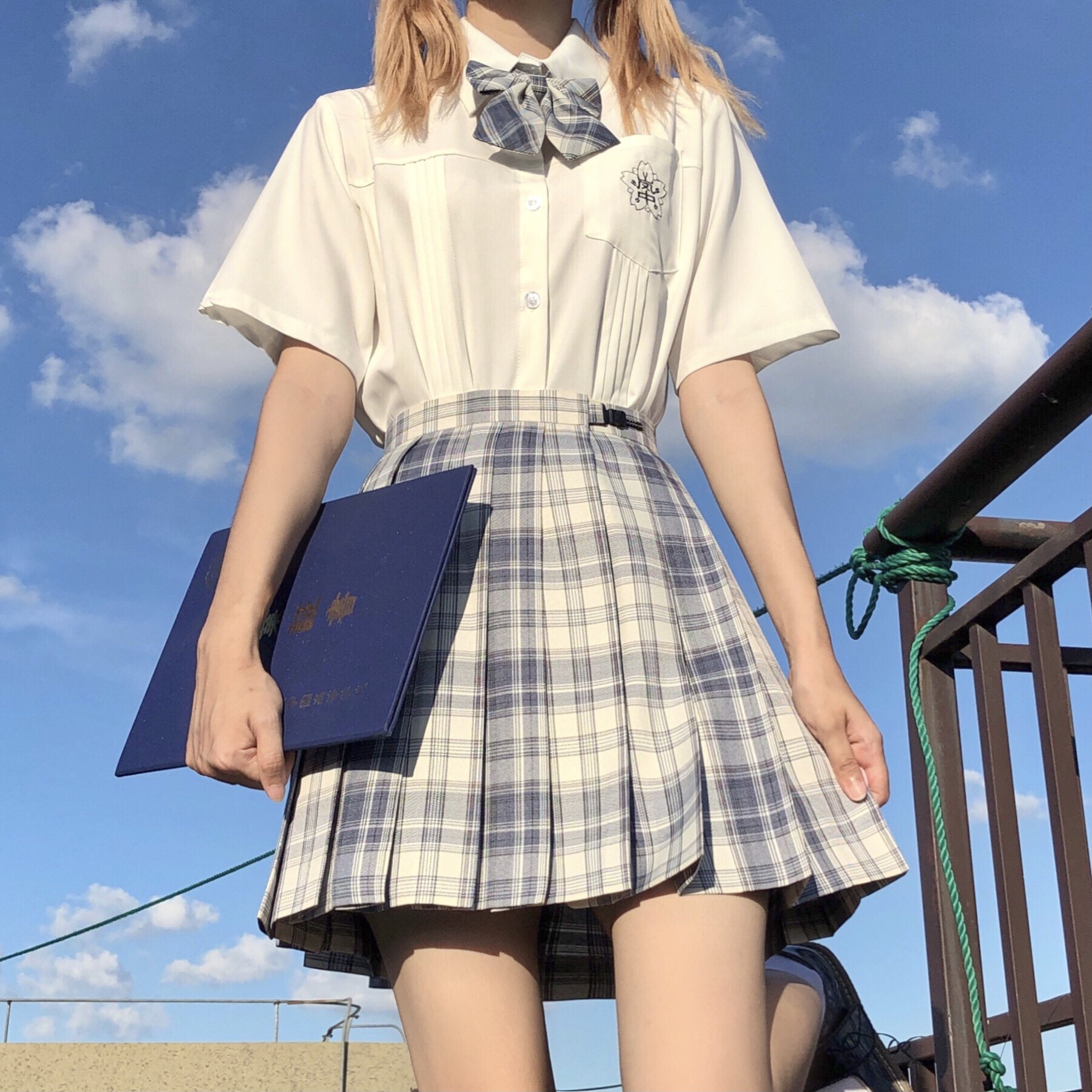 jk制服套装原创正版温柔一刀女格短裙百褶半身裙