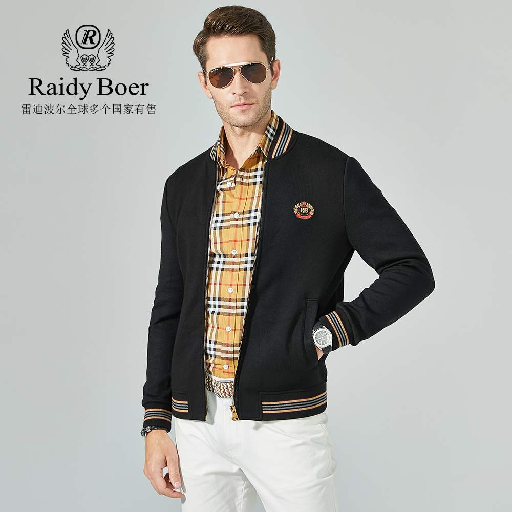raidyboer雷迪波尔男装春季休闲针织夹克男士棒球领新夹克