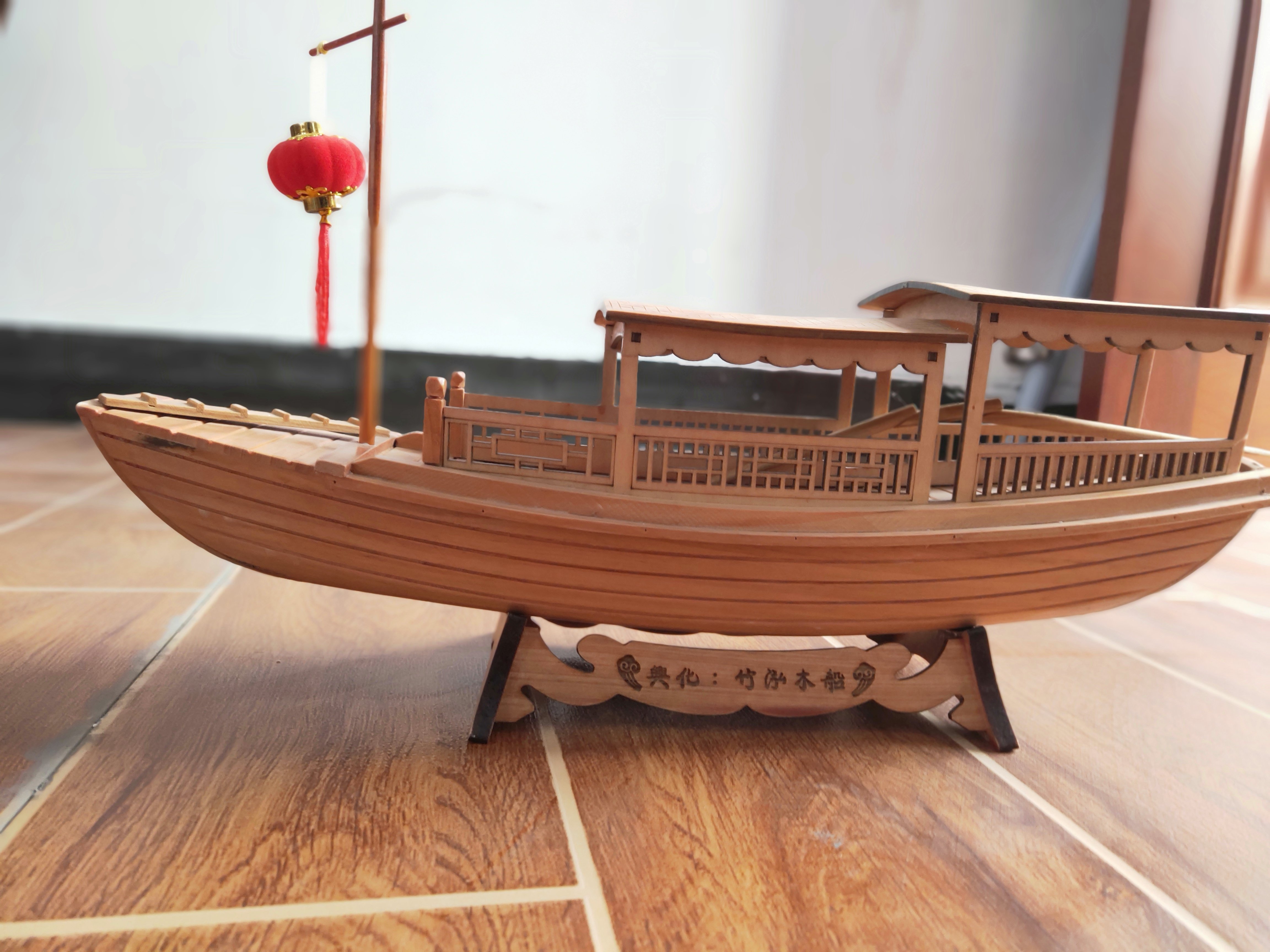 特色餐饮木船模型可装一帆风顺工艺品摆件手工实木工艺船