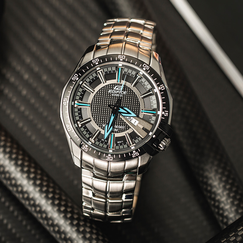 卡西欧手表男casio休闲时尚防水简约个性钢带石英男表EF-130D-1A2