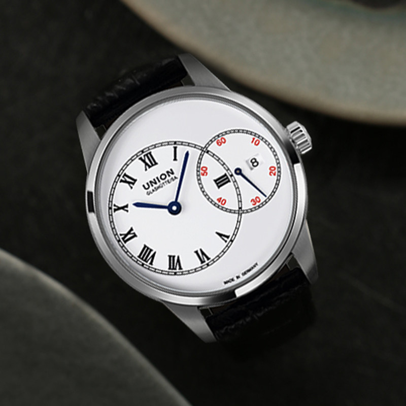 union格拉苏蒂宇联德国官方正品1893秒针皮带男士欧美腕表