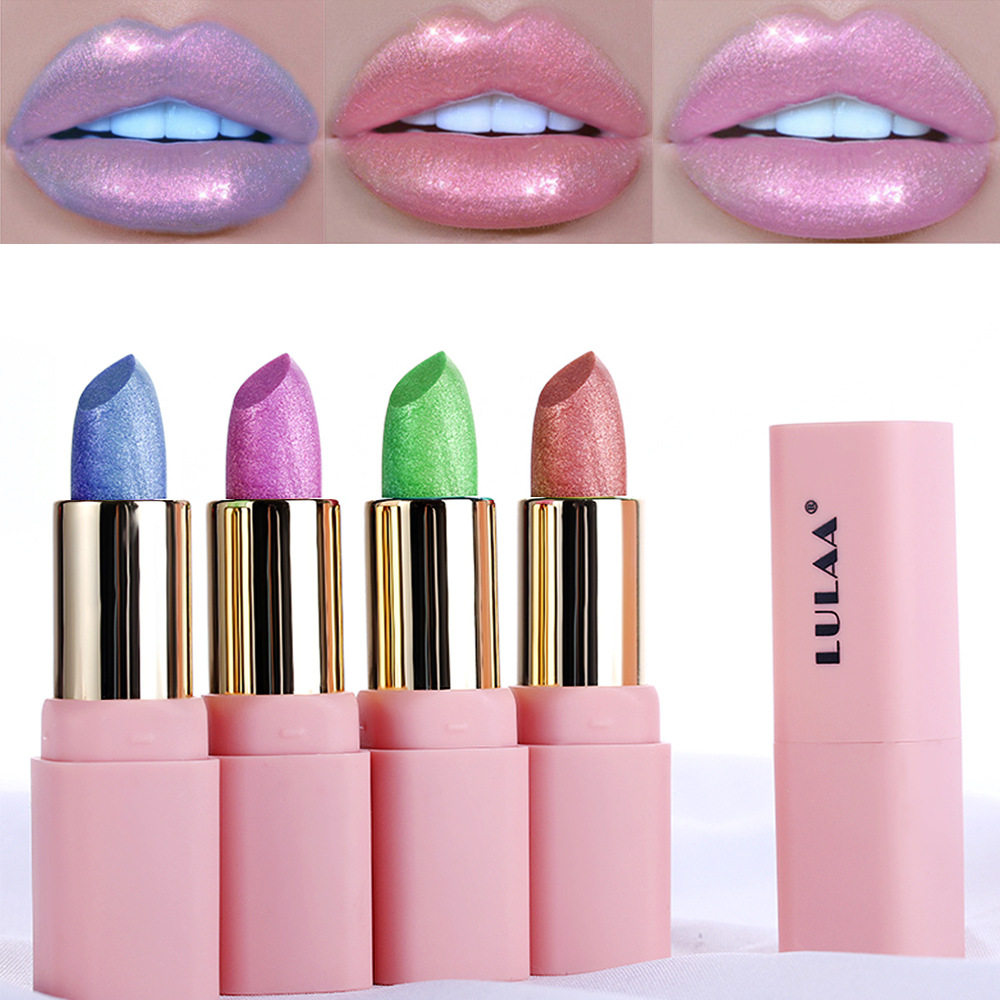 欧美人鱼七彩彩色闪亮珠光口红唇彩唇膏亮晶晶唇彩