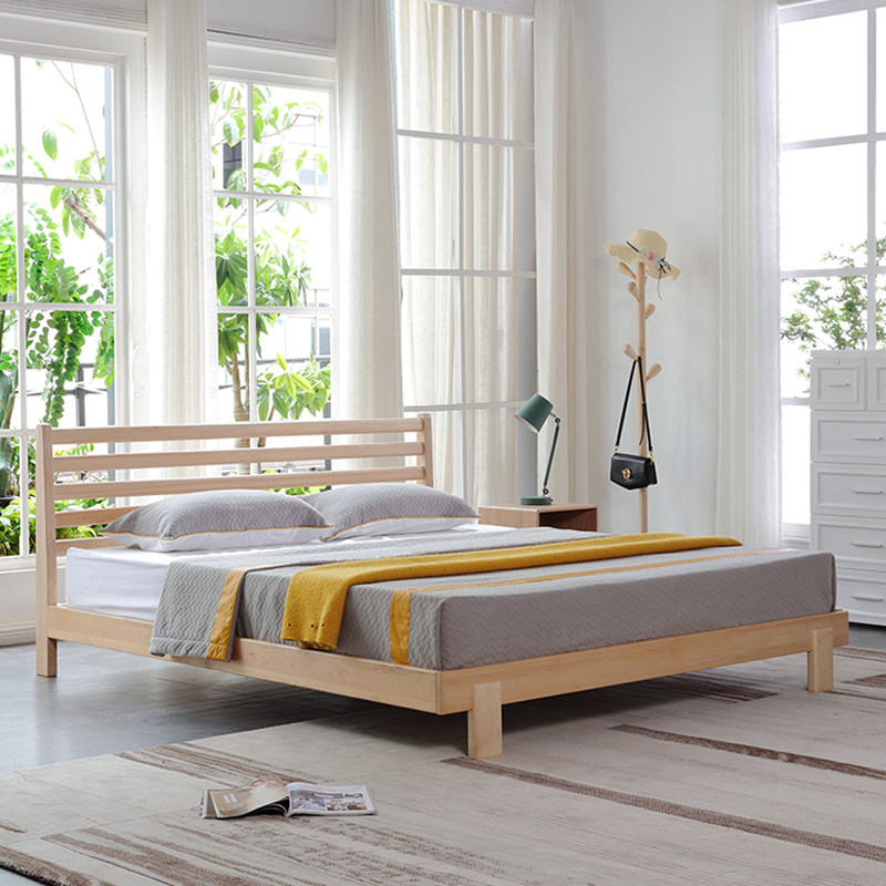 全实木床现代简约单人床12米出租房经济型北欧18m卧室实木床