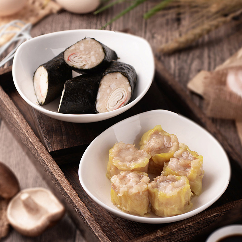 猪肉肉干蒸烧麦皇速冻烧卖懒人食品蟹柳紫菜包点