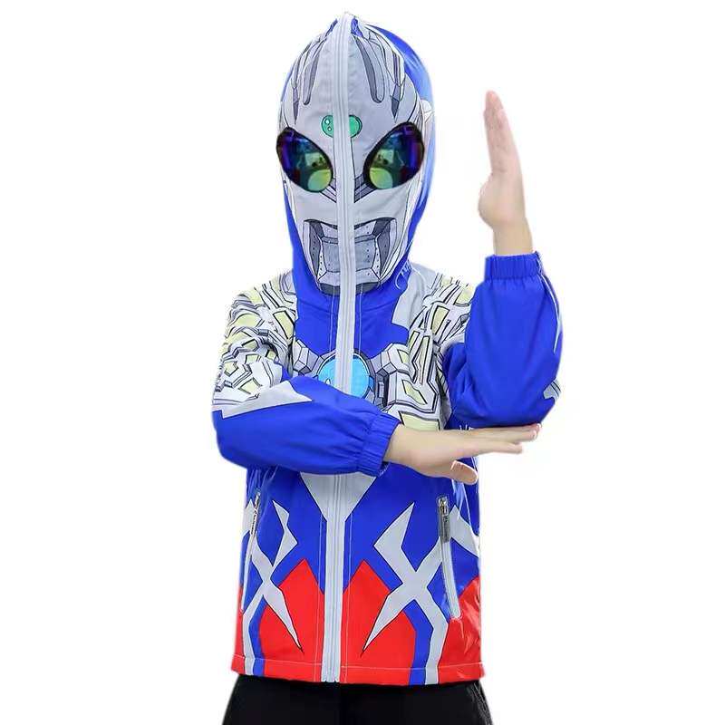 迪迦奥特曼带灯加绒外套男童夹棉2022秋冬男孩连帽棉袄