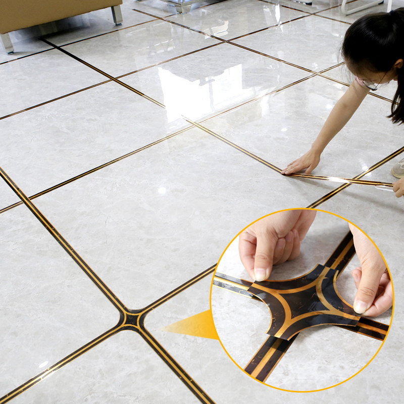瓷砖美缝贴纸客厅地板贴自线条对角防水耐磨美缝贴