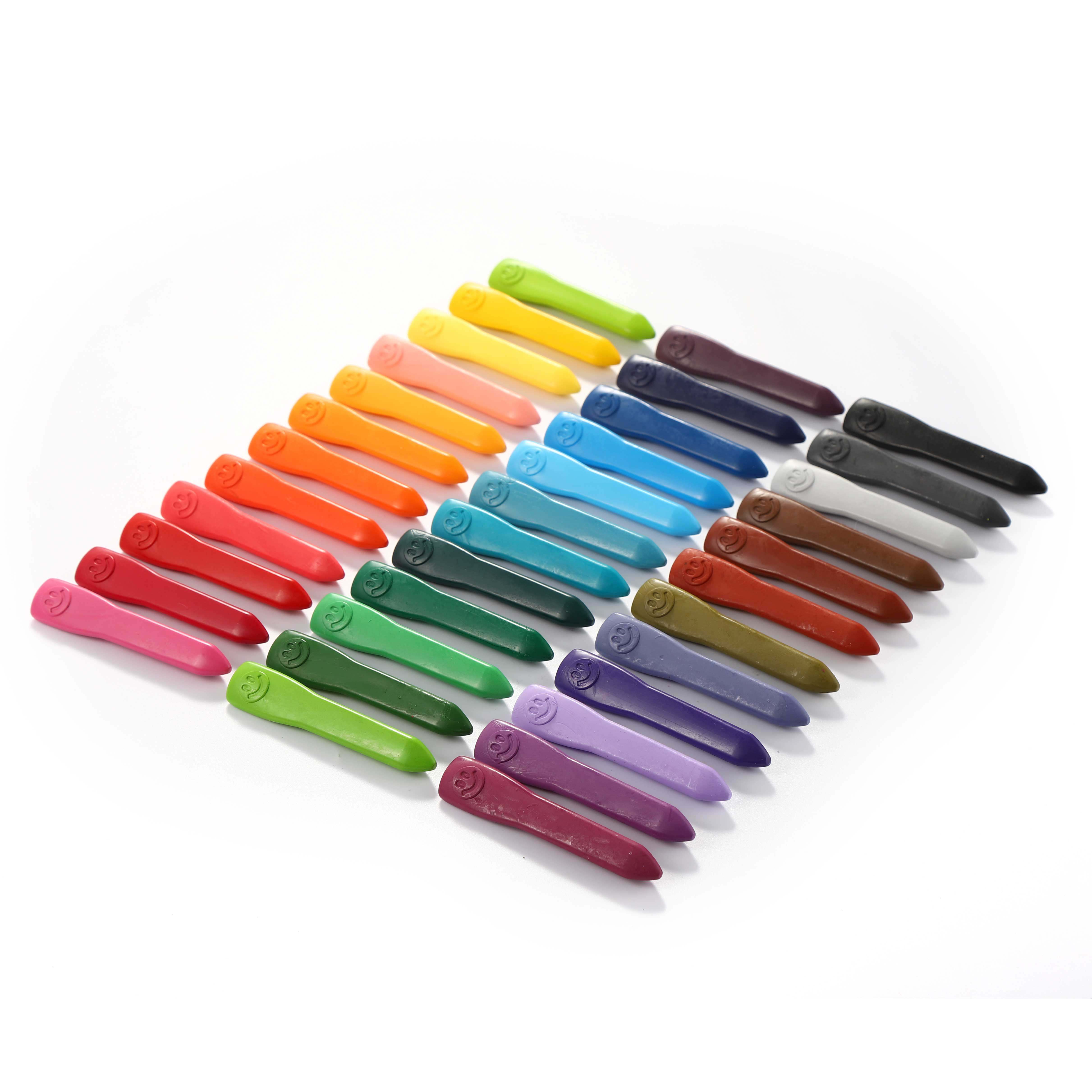 24色脏手盒装水洗易水洗可擦三角画画儿童画儿童蜡笔