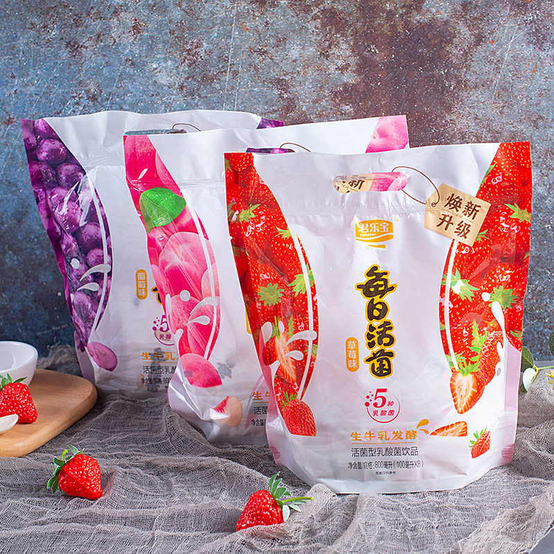 君乐宝每日活菌乳酸饮品孩子爱喝100ml袋装草莓含乳饮料