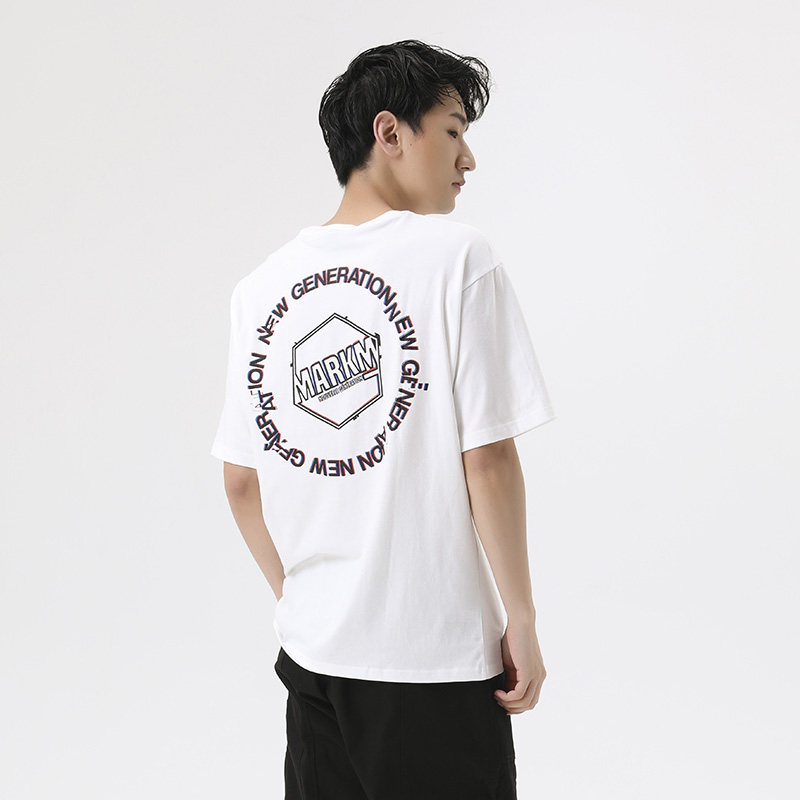 markm韩国潮牌logo印花情侣基础黑白短袖t恤