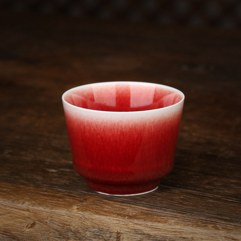 景德镇见山郎窑红釉主人杯篆书款郎红杯手工陶瓷茶杯