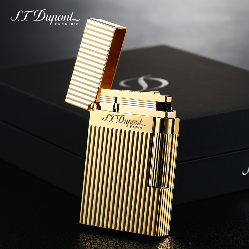 stdupont法国进口都彭打火机官方正品纯铜镀金竖条其它品牌打火机