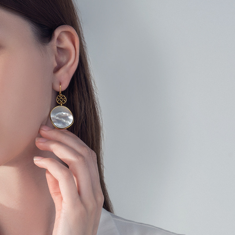 orange cube幸运马蹄系列珠光耳饰18k金耳饰气质百搭耳环女友礼物