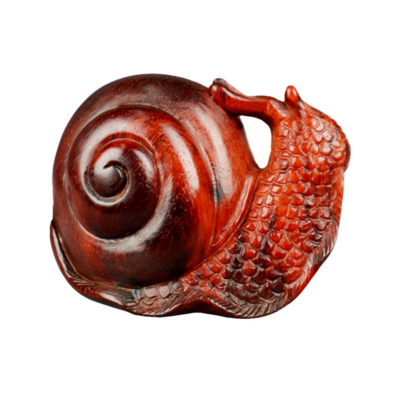 摆件印度小叶紫檀蜗牛手把雕刻小件红木文玩木雕