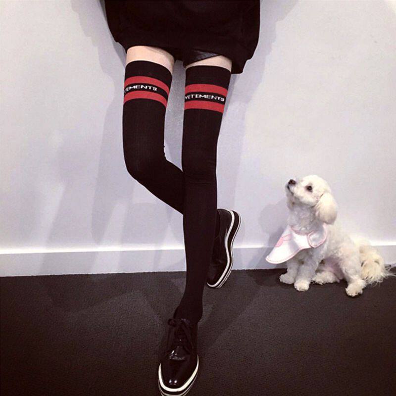 长筒筒袜过膝ins潮高筒长袜夏季街头jk黑色打底裤