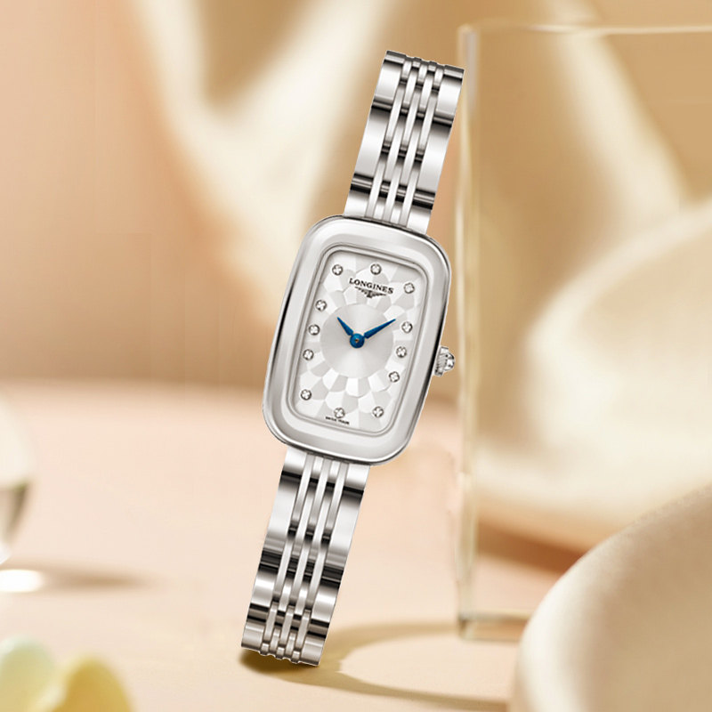 longines浪琴女表马术骑仕系列镶钻刻度小蓝商务瑞士腕表