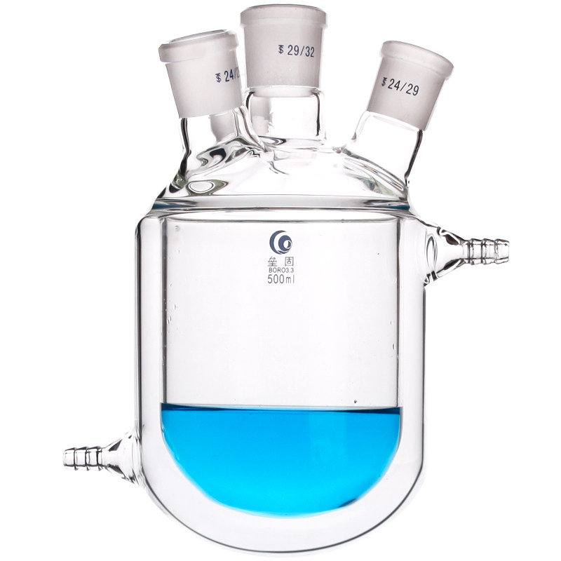 平底夹套反应三口内圆外平反应器实验室小型反应釜教学仪器