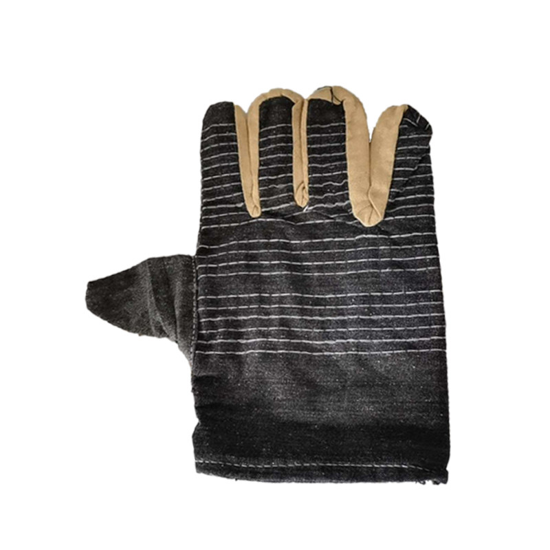 牛仔布劳保手套24线彩条全衬双层加厚搬运工作工地铁道机修防护