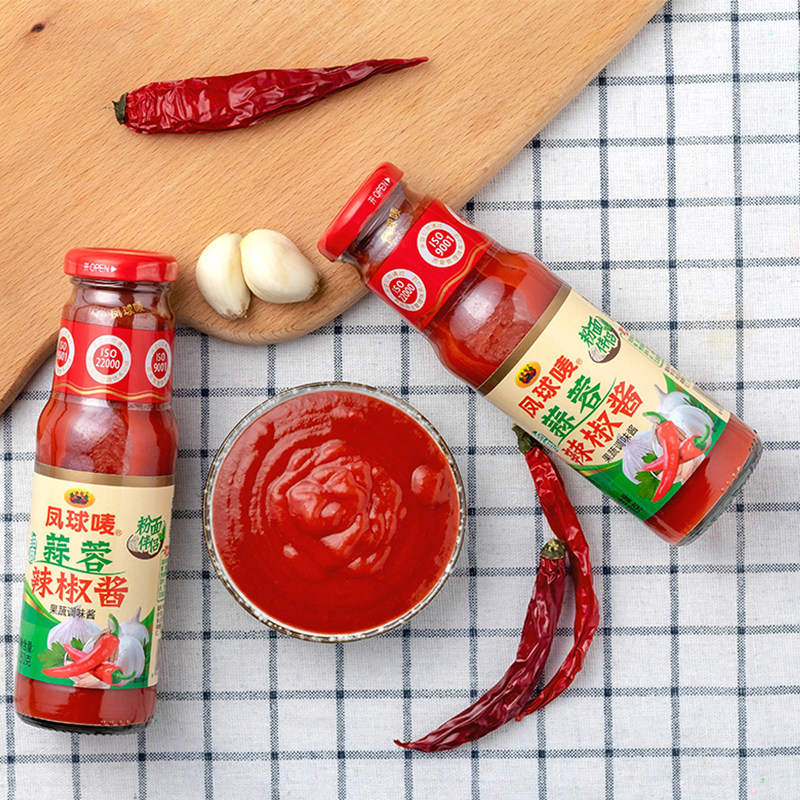 凤球唛细磨蒜蓉辣椒酱250gx4家用玻璃瓶包装拌面调味酱类调料