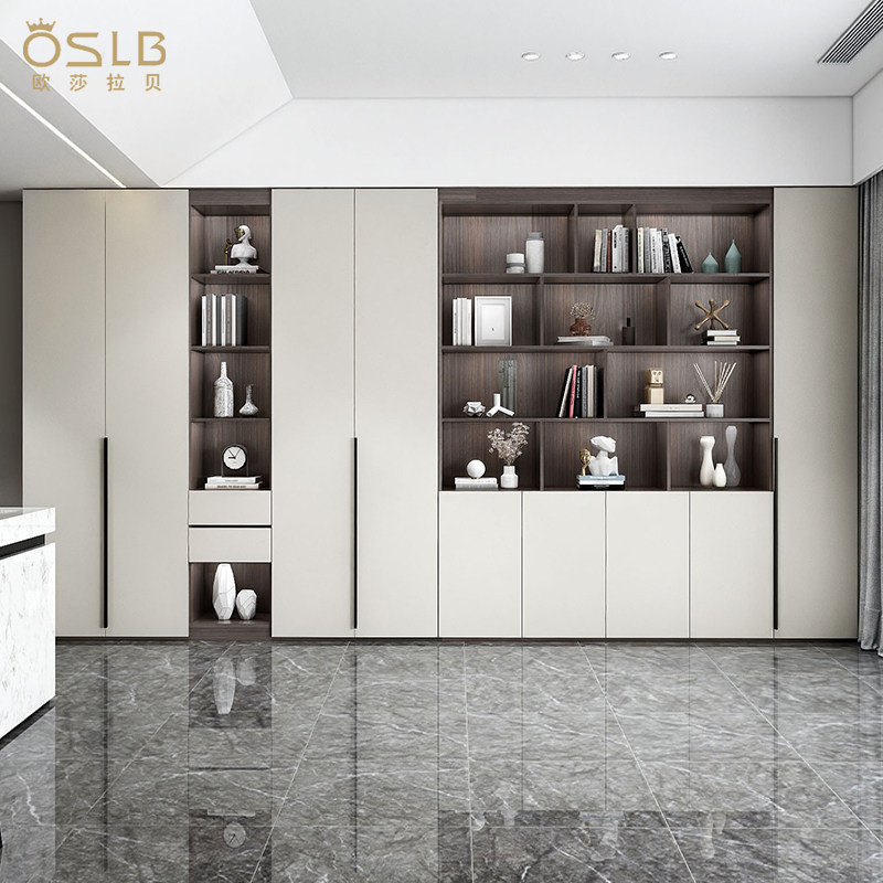 轻奢组合书柜面墙现代简约满墙书架定制家用客厅组合书柜