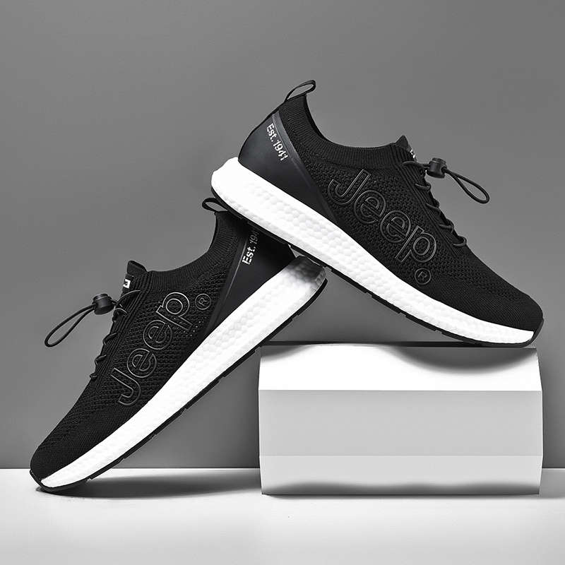 JEEP吉普男鞋2020夏季新款男士休闲运动鞋透气冰丝网面飞织跑步鞋