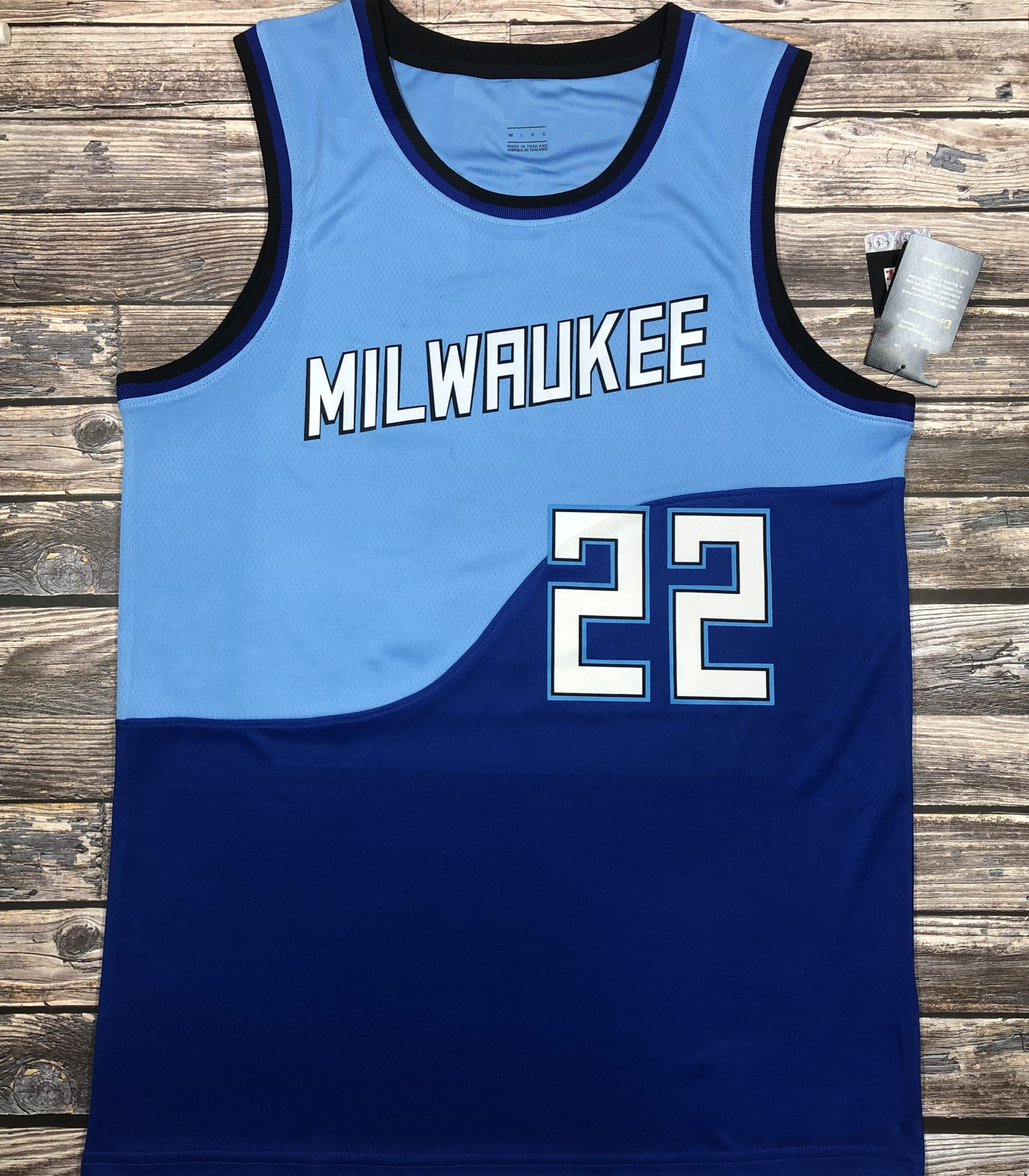 热压定制球员雄鹿米德尔顿22号球衣蓝色绿色黑色篮球服