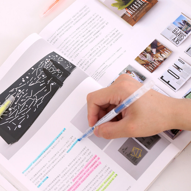 得力粗划神器笔记笔做记号双头彩色笔重点背书荧光笔