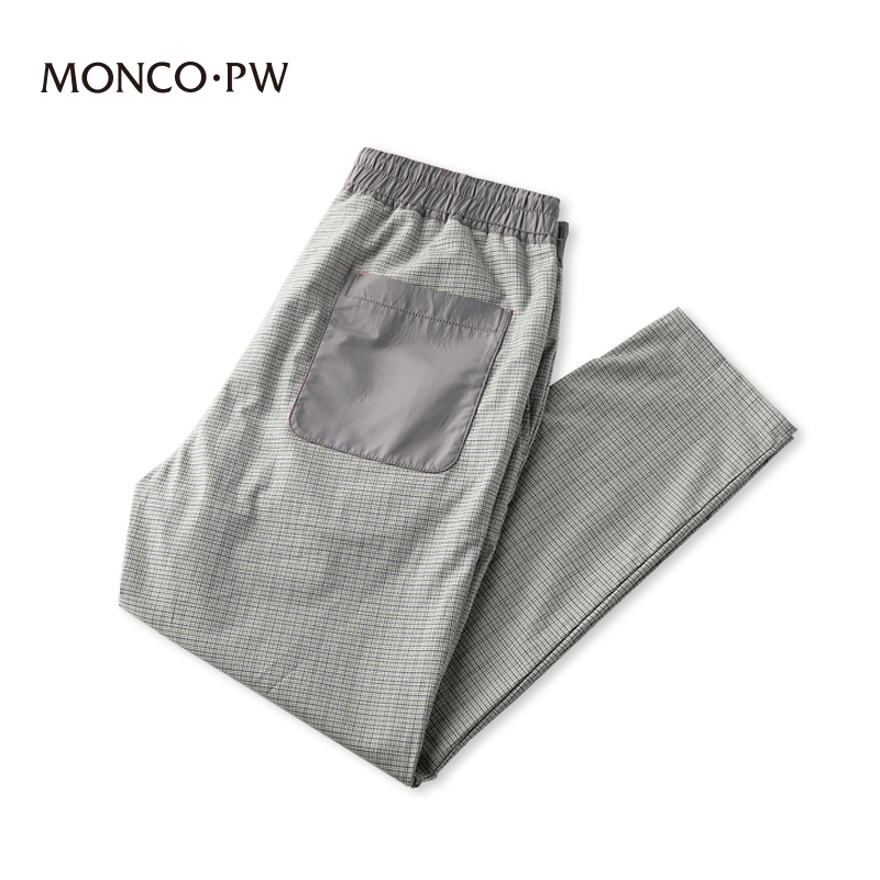 蒙口 密码夏季男士休闲裤夏天宽松薄款格子夏装2022年运动长裤子