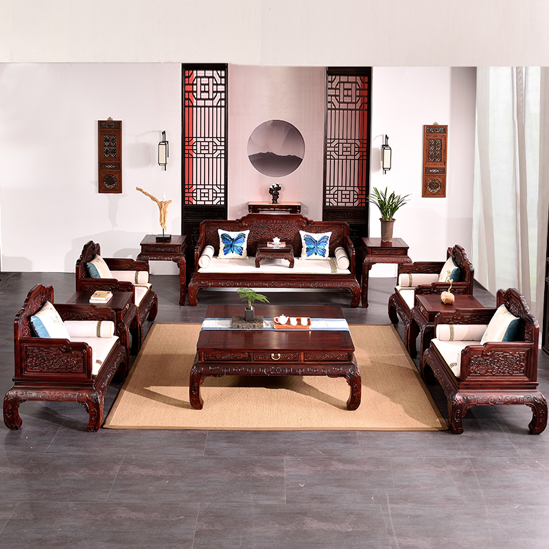 名佳红木家具交黄檀沙发十一件套中式仿古酸枝实木沙发