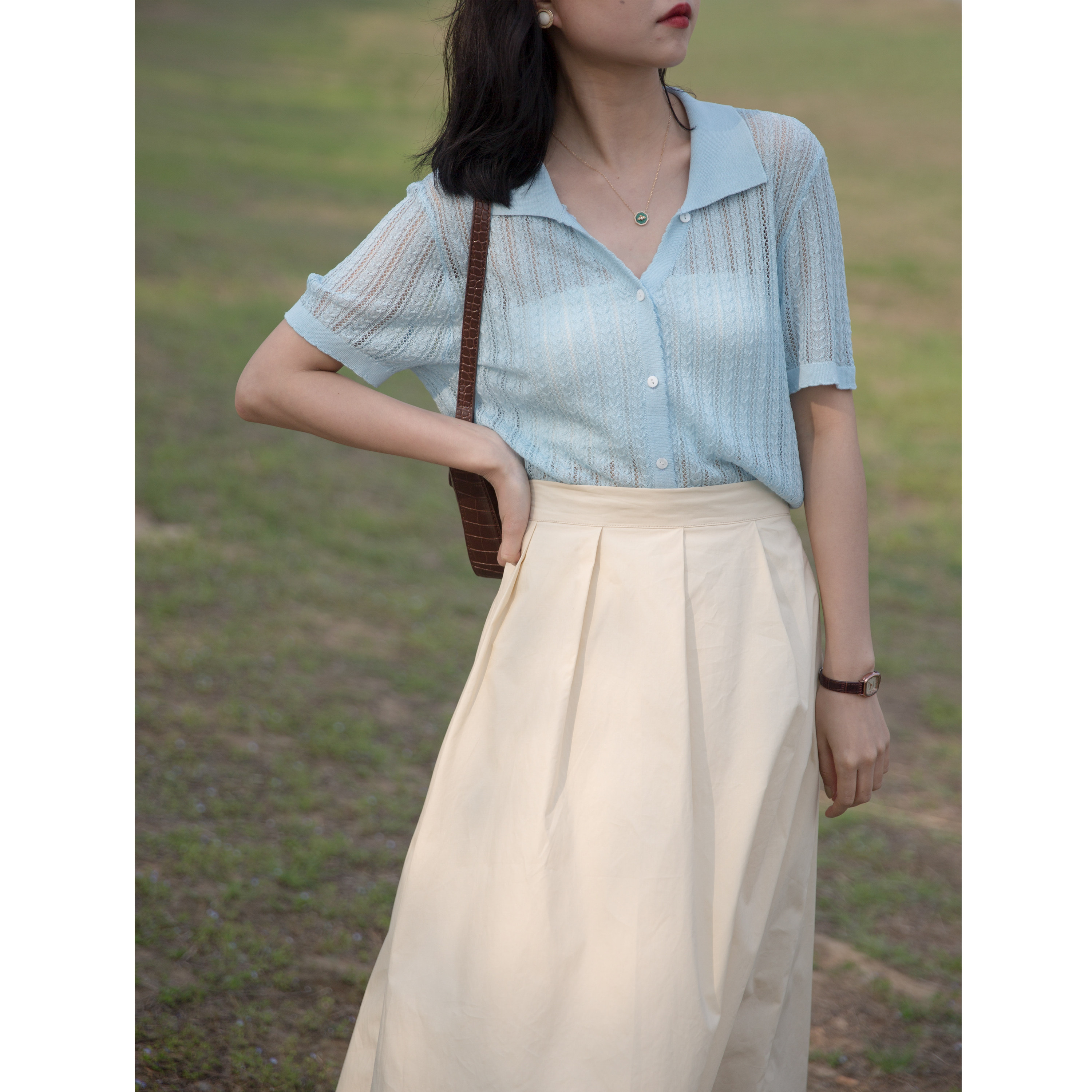 半身夏季优雅解决所有搭配纯色中长百搭法式半身裙