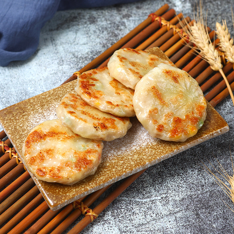 光头玉米饼香煎绿鸿粟米煎饼广式早茶茶楼商用手抓饼