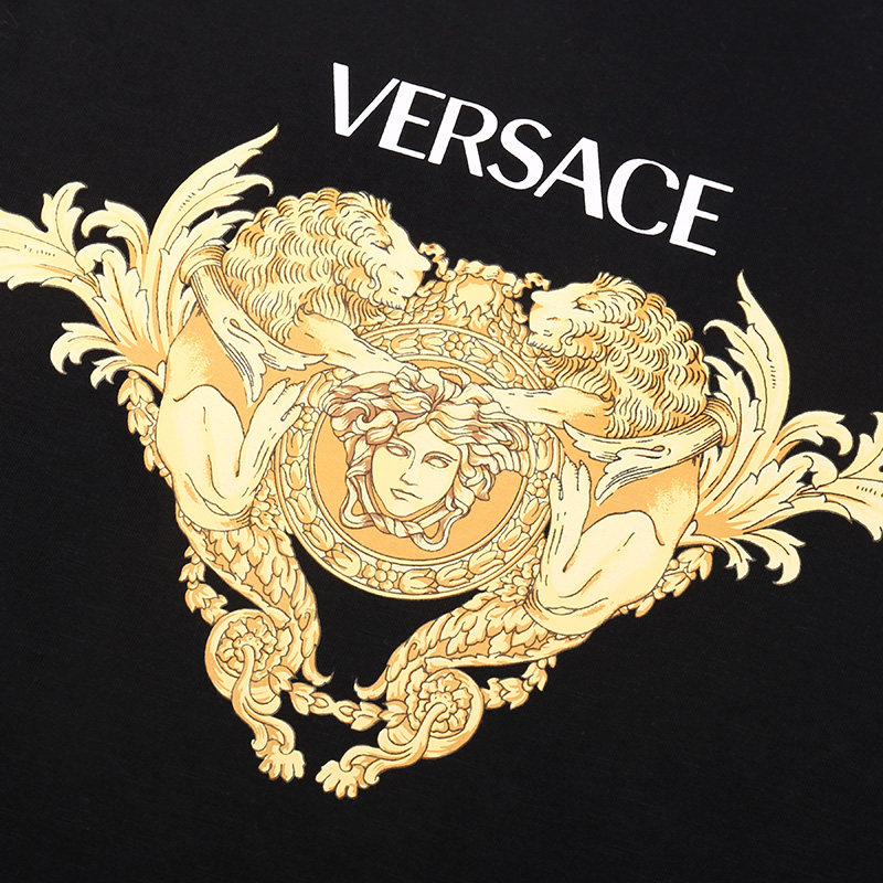自营versace范思哲男士金色美杜莎印花休闲圆领短袖t恤