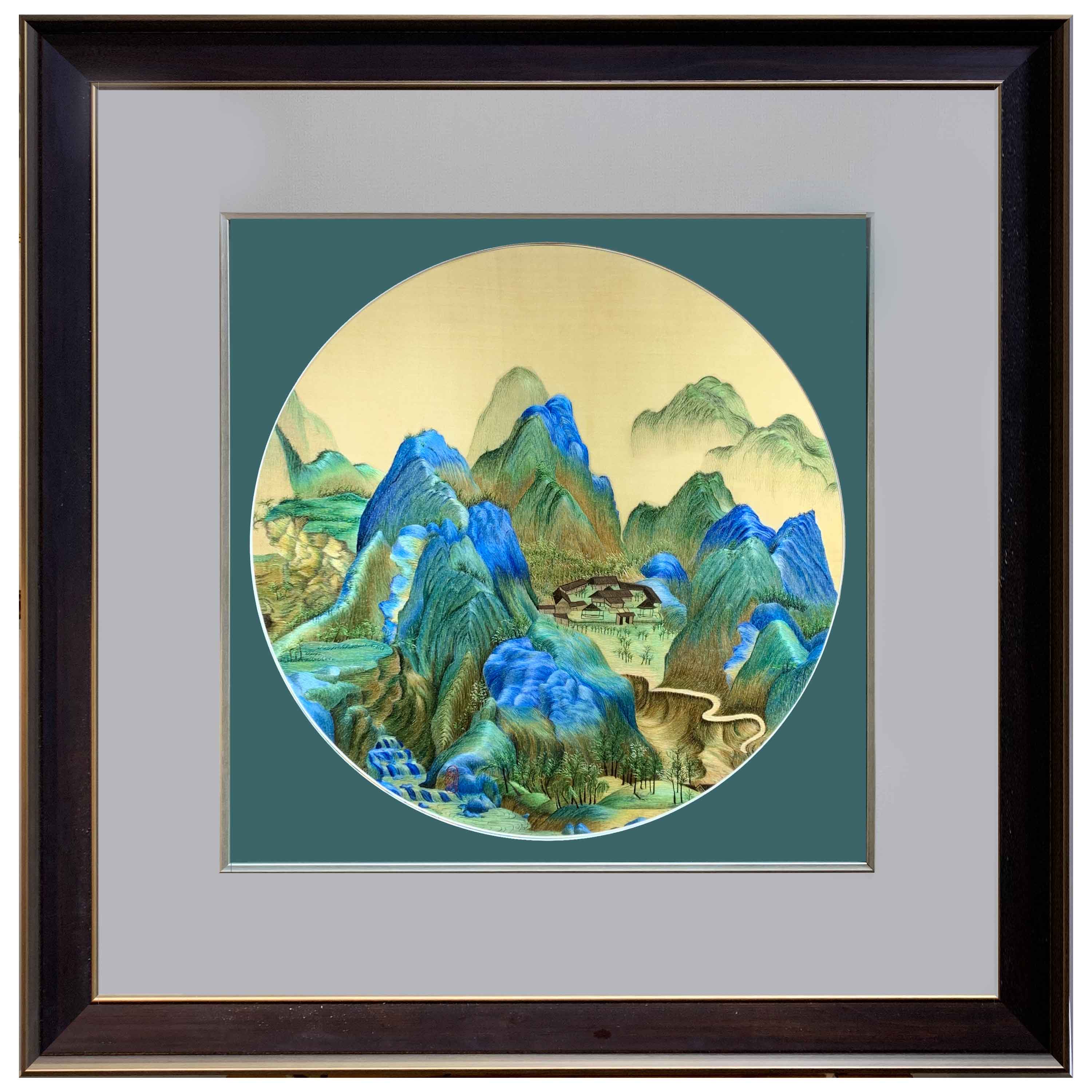 苏绣成品挂画手工刺绣精品千里江山装饰画非遗国画