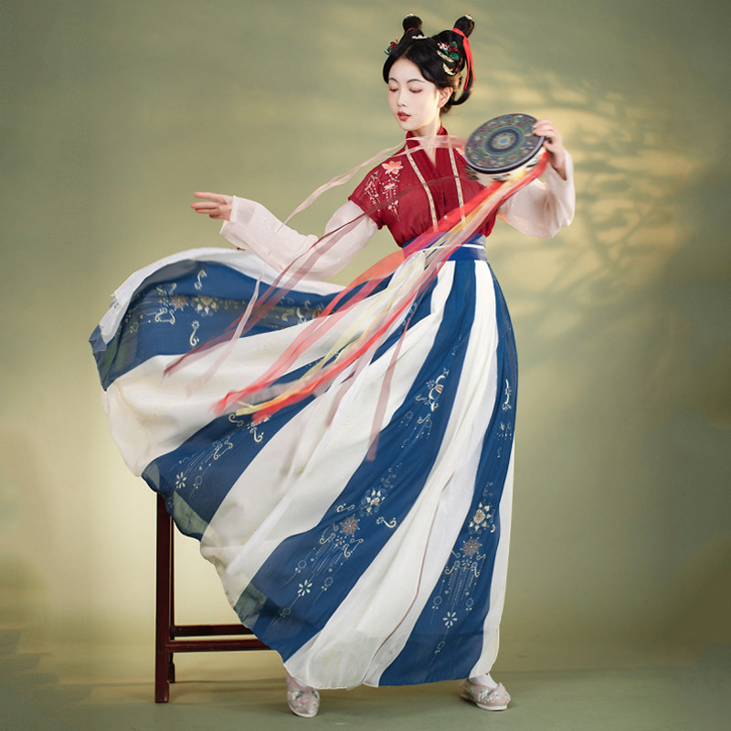 汉服女正品原创中国国风流烟唐制褙对襟半臂齐腰汉服