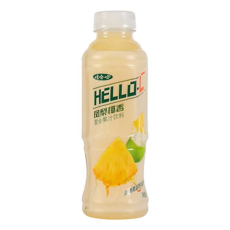 娃哈哈helloc凤梨椰香450ml整箱复合合水果汁饮料年货果味